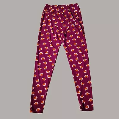 Lularoe Leggings One Size Magenta Fox Face Print Lounge Pants • $13.98