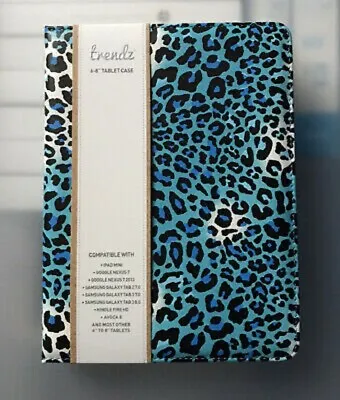 NEW Trendz Universal 6-8 Inch Tablet Case With Stand Blue Animal Print PC PHONE • £6.99