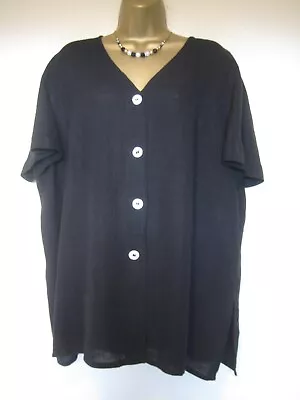 Marina Rinaldi Black Linen Blouse/top Size 25 UK 20 • £34.99