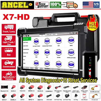 ANCEL X7 HD Heavy Duty Truck Diagnostic Tool All System DPF ABS ECU Rest Scanner • $679