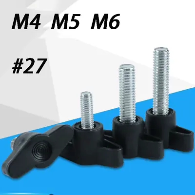 £3.38 • Buy 5/10PCS Thumb Screws M4 M5 M6 With Tee Wing Knob Head #27 Plastic Grip Black