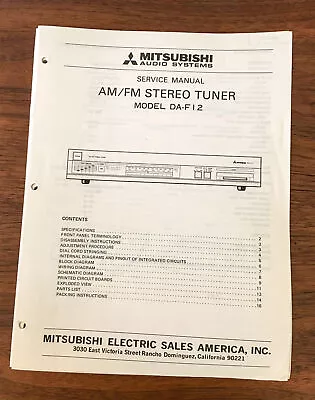 Mitsubishi DA-F12 Tuner Service Manual *Original* #2 • $19.89