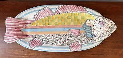 Vintage Mackenzie Childs Victoria & Richard 1997 Large Fish Story Platter  25  • $274.99