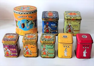 Vintage Hong Kong Kwong Sang Tea Co. Tin Cans Lot Of 7 Vanilla Apple Lemon • $49.99