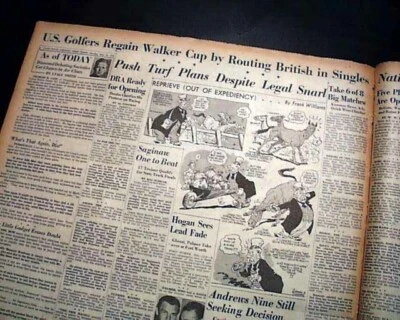 $48 • Buy WALKER CUP Amateur Golfers Match Won By U.S. &  Francis Ouimet 1947 Newspaper