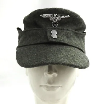 WW2 German Army Officer M43 Field Wool Cap Hat & German Eagle Badge Pin Size 57 • $18.03