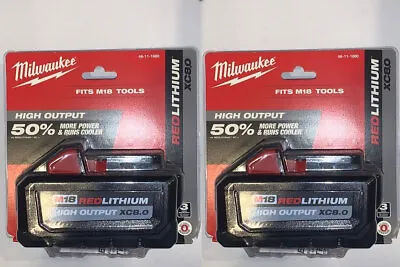 2PC Milwaukee M18 RedLithium High Output XC8.0 Battery Pack - Black (48-11-1880) • $150