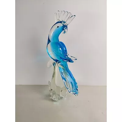 Vintage Murano Cockatoo Tropical Bird Figurine Blue 12  • $175