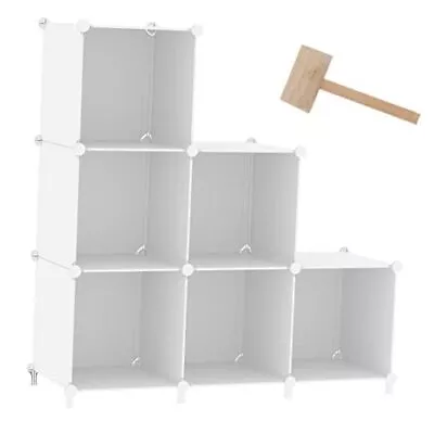  Cube Storage Organizer Modular Storage 6 Cube Bookshelf DIY Plastic White • $41.10