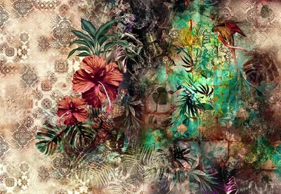 £54.99 • Buy 368x254cm Bedroom Wall Mural Photo Wallpaper Indian Design Floral Decoration