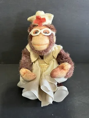 Vintage Brown Monkey 6” Clip On Pencil Hugger Dressed As Nurse With Shoes Hat • $14.99