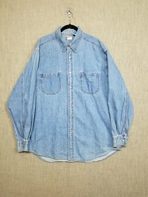 $19.88 • Buy Levis Shirt Mens Large Vintage Red Tab Work Denim Chambray Long Sleeve Pockets
