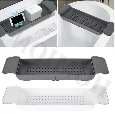 £10.49 • Buy Bath Tub Rack Bathroom Shelf Storage Caddy Bath Bridge Orgainser Tidy White/grey