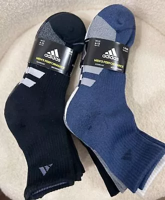 Adidas Mens Performance High Quarter Compression Socks 4-Pair • $39.95