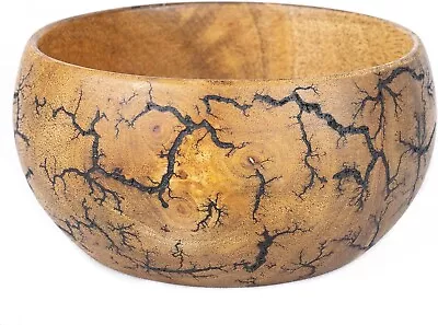 Wood Bowl Fractal Burn Decorative Bowl Small 6  Diameter X 3  Height Single Bowl • $55