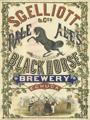 Vintage Black Horse Brewery Pale Ale Label Reproduction Steel Sign Bar Decor • $19.99