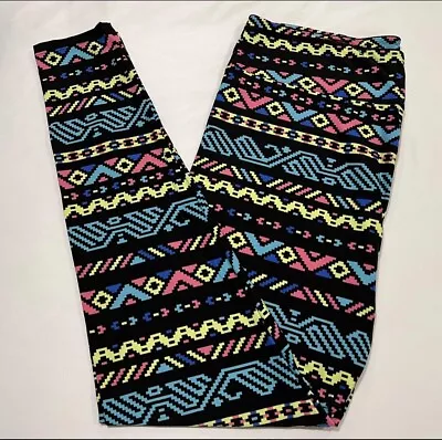 NEW LuLaRoe TC2 Leggings BLACK Fiesta Turquoise AZTEC Southwest Western SW Line • $17.75