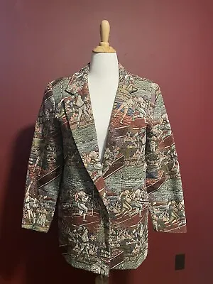 Vintage 90s Sharon Young Tapestry Blazer LARGE Americana Sports  • $30