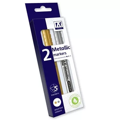 Medium METALLIC Permanent Marker Pen Gold Silver Craft Paper Card Metal • £2.99