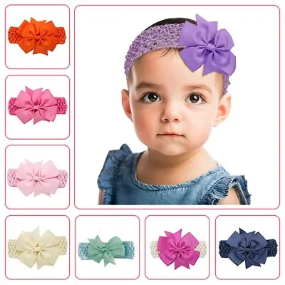 $7.28 • Buy Handmade Baby Girls Large Bow Headband Infant Toddler Knot Hair Band HeadWrap