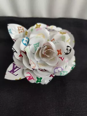 Louis Vuitton Takashi Murakami Monogram Multicolor White Flower Rose Pin Brooch • $509.15