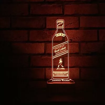 Johnnie Walker Red Label Bottle LED SignEdgelitBarMancaveRemoteLightGift • $199