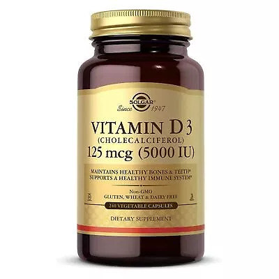 Solgar Vitamin D3 (Cholecalciferol) 125 Mcg (5000 IU) 240 Vegetable Capsules • $29.99