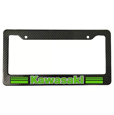 Kawasaki Motorsports Carbon Fiber Metal License Plate Frame Car Truck SUV NEW US • $15.64