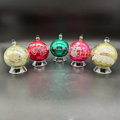 Vtg Blown Glass Christmas Ornament Lot Of 5 Poland Mica Stencil • $29.95