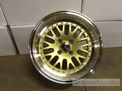 15  Lm20 Style Wheels Rims Gold 4 Lug 4x100 Brand New Set Of 4; Aggressive Fit • $476.86