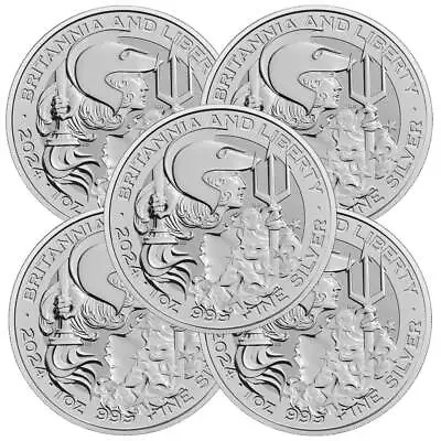 Lot Of 5 - 2024 UK 2 Pound Silver Britannia & Liberty .999 BU • $170.30