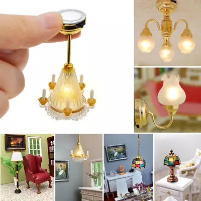 1/12 Dollhouse Miniature Lamp Light LED Wall Lamp Pendant Lamp Table Lamp • $23.75