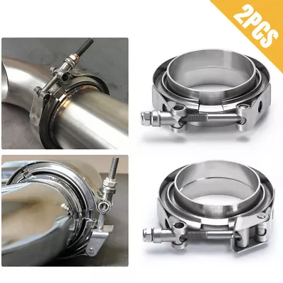 2x 3  Inch 76mm V-band Vband Clamp Stainless Steel Flange Exhaust Pipe Tailpipe • $32.19