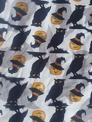 £7.99 • Buy Dressmaking Fabric Textured Thick Stretch Jersey, Halloween, Pumpkin Witch Hat.