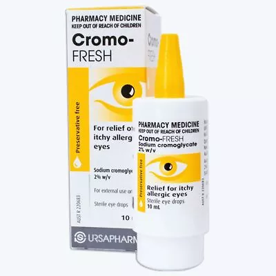 Cromo Fresh 20mg/1ml 10ml Cromo-fresh Allergy Eye Drops - 20mg Cromolux • $21