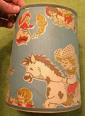  Original 1950's Children's Cowboy Lamp Shade 9  Horses Decor Mid-Century  • $79.90