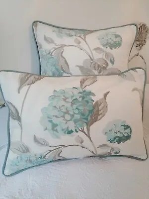  12 X18  Cushion Cover Laura Ashley Hydrangea Duck Egg Fabric  Piped   • £22