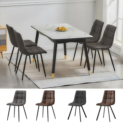 £113.99 • Buy 2 4 6 Home Dining Chairs Faux Suede Padded Seat Black Legs Kitchen Chair Set UK
