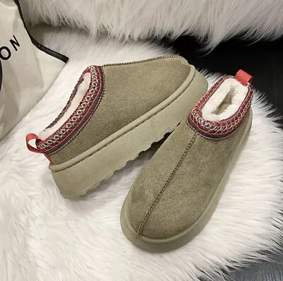 Slippers Snow Boots UGG DUPE Cashmere Warm Thick Soles Size 4 UK EU37 Army Green • £35