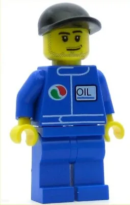 LEGO Town Minifigure Octan Blue Oil Blue Legs Black Cap Stubble (7993) (Genuine) • $10.24