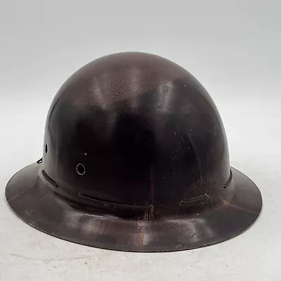 Vintage MSA Skullgard Full Brim Brown Fiberglass Hard Hat Size Large • $59.95