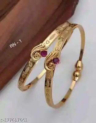 Indian Ethnic Bollywood Gold Plated Fashion Jewelry AD Bangles Bracelet Set • $17.42