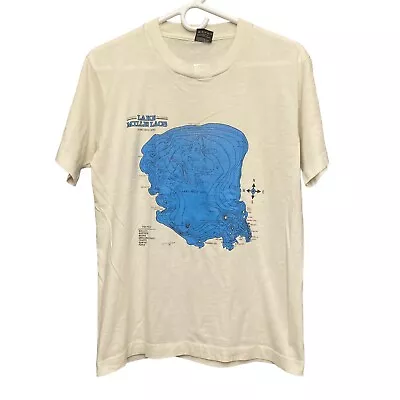 VTG 1992 Lake Mille Lacs Minnesota Map T-Shirt M Single Stitch Made In USA FOTL • $29.75