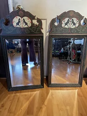 Pair Habersham Plantation French Country Style Distress Painted Trumeau Mirrors • $3000