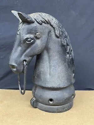 12.5” Antique Cast Iron Horse Head Vintage Hitching Post Topper 14 Pounds • $399.99