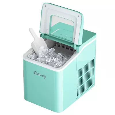 Costway Compact Ice Cube Maker 26Lbs/24H Self-cleaning W/ Scoop Green • $109.99