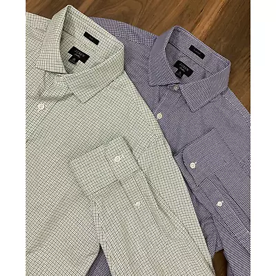 Bundle Lot Of 2 J. Crew Slim Classic Plaid Cotton Button Up Dress Shirts 16 • $18.99