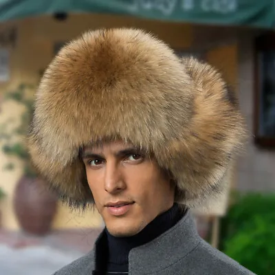 Male Female Real Fox Fur Hat Russian Warmer Ushanka Cossack Ski Earflap Cap • $38.60