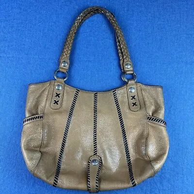 Brighton Mesa Stitch Western Tribal Large Leather Handbag Purse Bag Preowned • $75