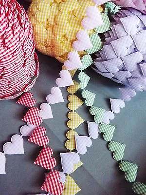  VINTAGE Gingham Ribbon Heart Cotton Trim CRAFT Cards Patch Classic Sewing Lace • £1.30